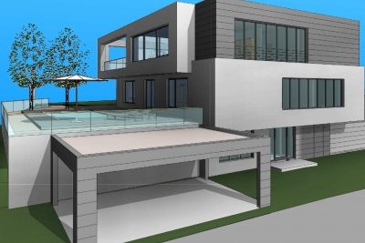 Entwurf modernes Einfamilienhaus mit Pool