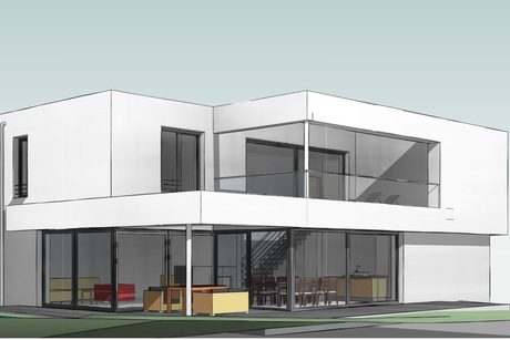 Entwurf modernes Einfamilienhaus, Südwestansicht